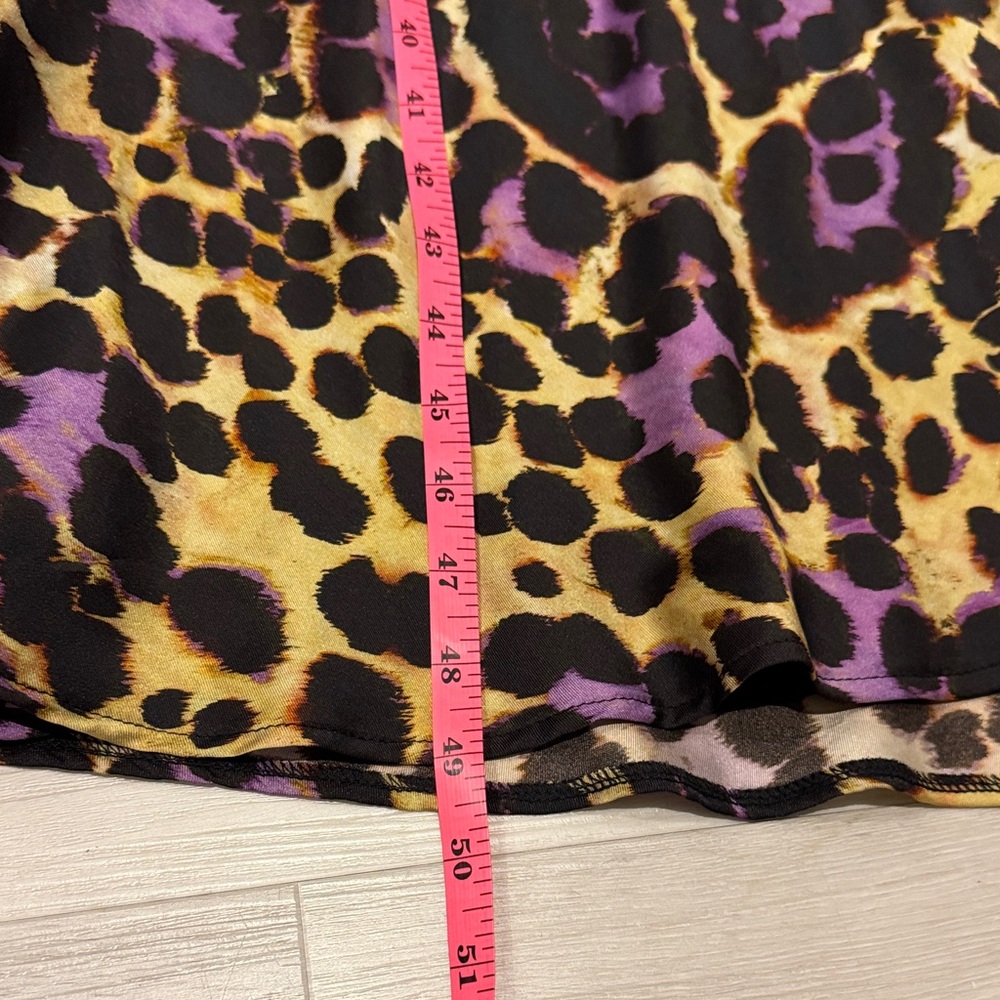 Zara Satin printed slip lined Dress with a Leopard Black, Purple, Brown print. - Picture 16 of 17